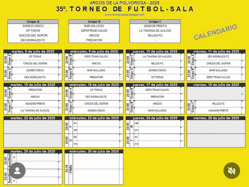 35º torneo de fútbol sala Arcos de la Polvorosa.