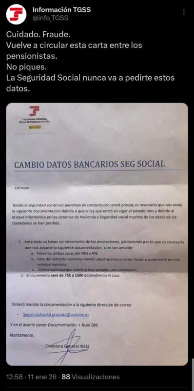 cuidado fraude Seguridad Social